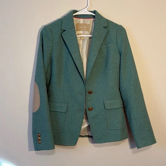 Banana Republic Teal Blazer with Elbow Pads Poly Wool Blend - Picture 1 of 7